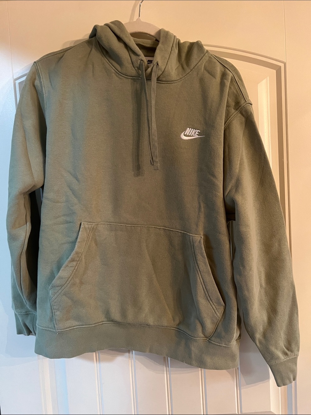Nike Olive Green Pullover Hoodie with White Logo